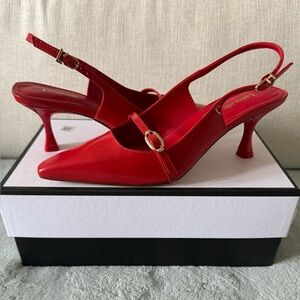 Larroude Bold Red Slingback Heels
